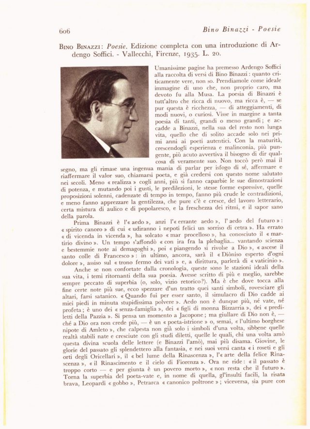 Bino BINAZZI: Poesie. Introduzione di Ardengo Soffici