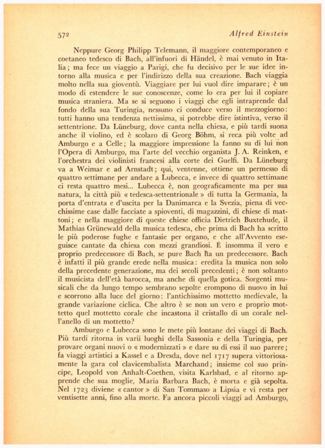JOHANN SEBASTIAN BACH e L’ITALIA Articolo di Alfred Einstein