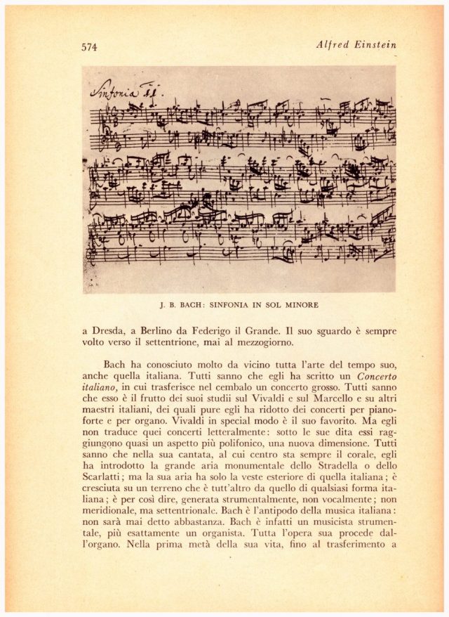JOHANN SEBASTIAN BACH e L’ITALIA Articolo di Alfred Einstein