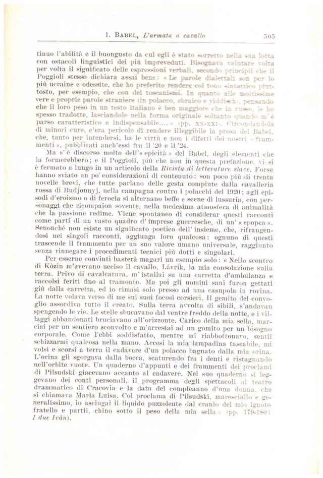 -ISACCO BABEL , L’armata a cavallo-recensione di Leone Ginzburg Rivista PEGASO n°10 1932