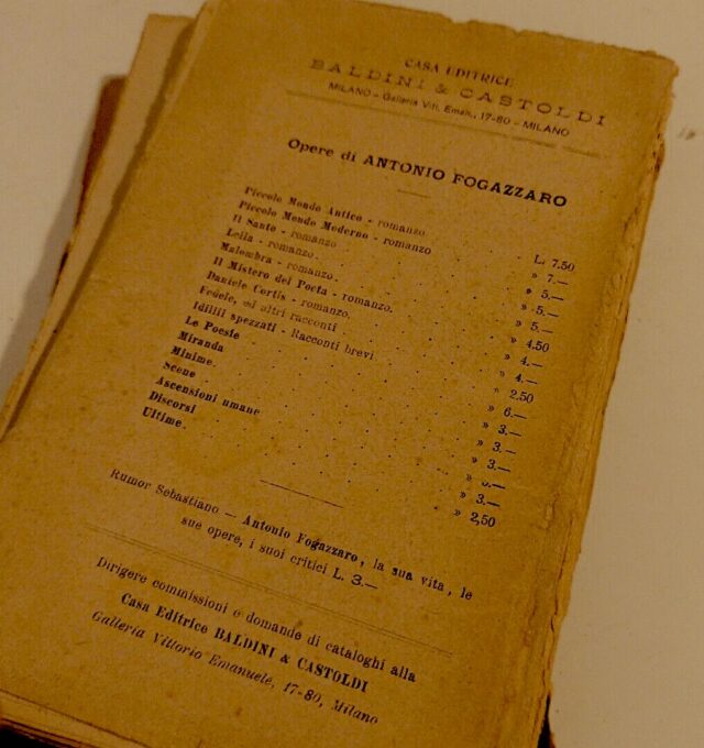 Antonio Fogazzaro-Catalogo delle Opere