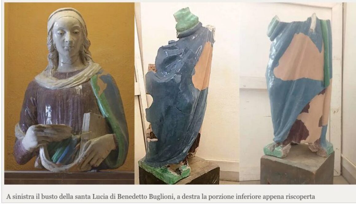 Bolsena scoperta metà inferiore di una statua di Benedetto Buglioni verrà ricomposta